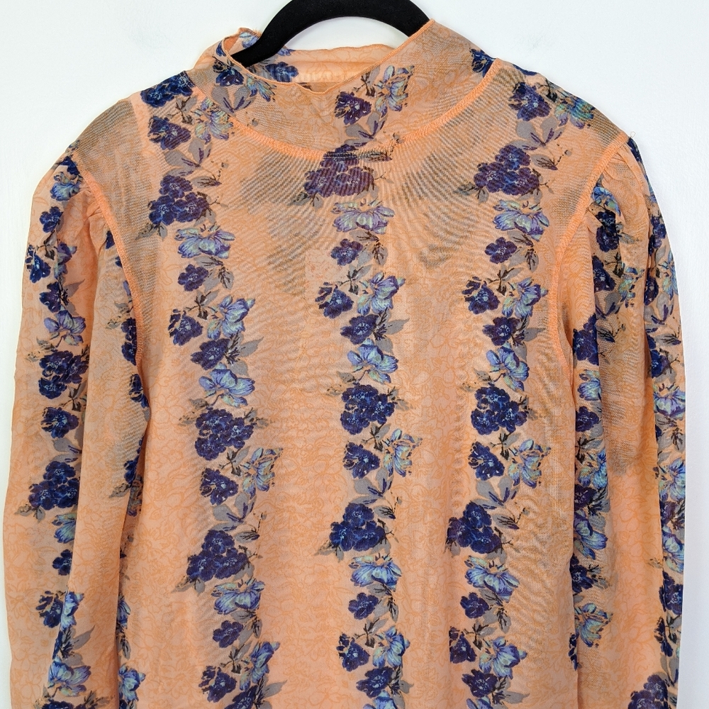 Free People Amber Orange Floral Top NWT - Picture 3 of 11